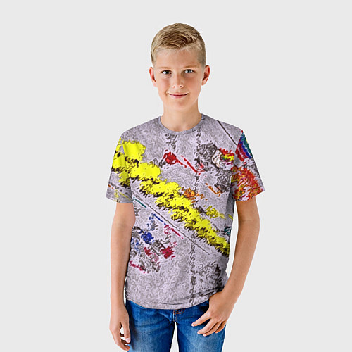 Детская футболка Капли красок на воде / 3D-принт – фото 3