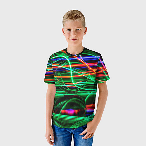 Детская футболка Абстрактное множество цветных линий / 3D-принт – фото 3
