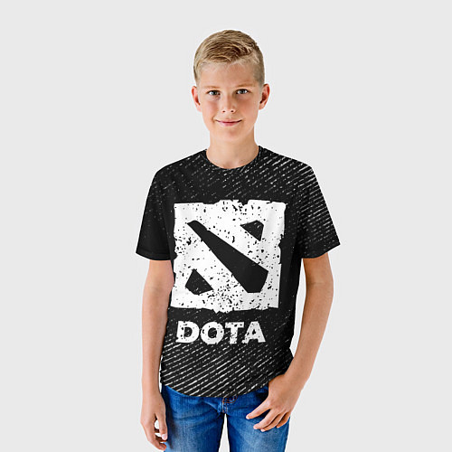 Детская футболка Dota с потертостями на темном фоне / 3D-принт – фото 3