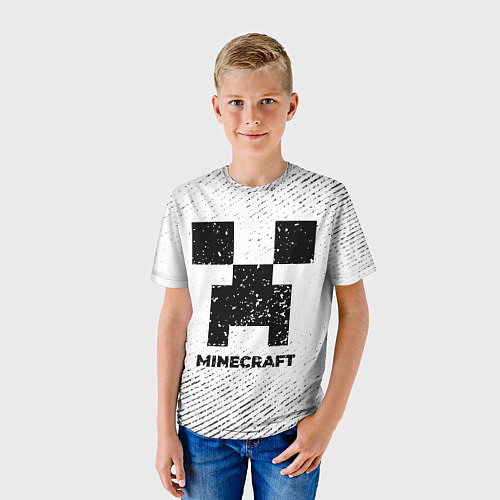 Детская футболка Minecraft с потертостями на светлом фоне / 3D-принт – фото 3