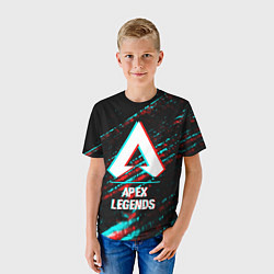 Футболка детская Apex Legends в стиле glitch и баги графики на темн, цвет: 3D-принт — фото 2