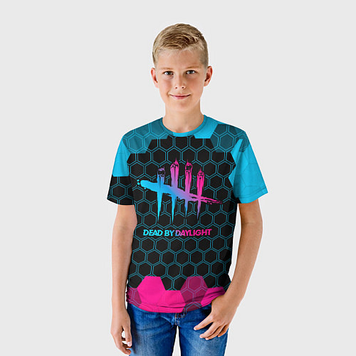 Детская футболка Dead by Daylight - neon gradient / 3D-принт – фото 3