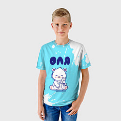 Футболка детская Оля белый мишка, цвет: 3D-принт — фото 2