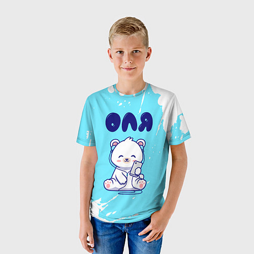 Детская футболка Оля белый мишка / 3D-принт – фото 3