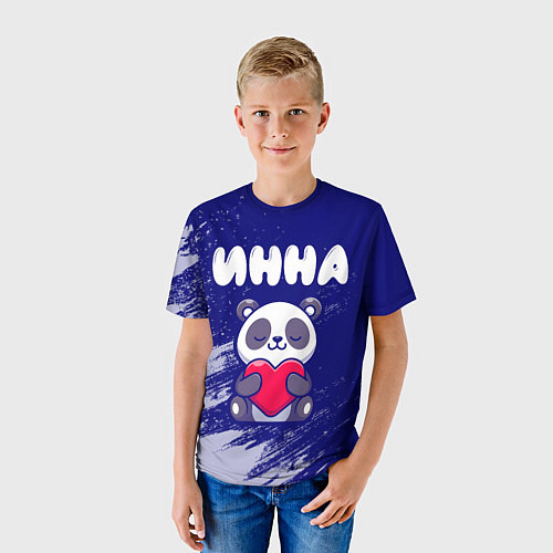 Детская футболка Инна панда с сердечком / 3D-принт – фото 3