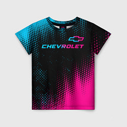 Футболка детская Chevrolet - neon gradient: символ сверху, цвет: 3D-принт