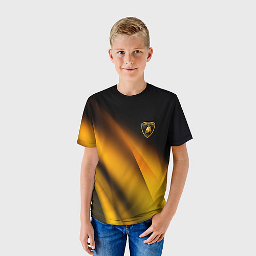 Детская футболка Ламборгини - желтая абстракция / 3D-принт – фото 3