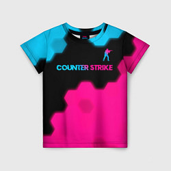 Футболка детская Counter Strike - neon gradient: символ сверху, цвет: 3D-принт