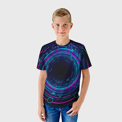 Детская футболка Неоновый тоннель - портал / 3D-принт – фото 3