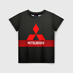 Футболка детская Mitsubishi - логотип - красная полоса, цвет: 3D-принт