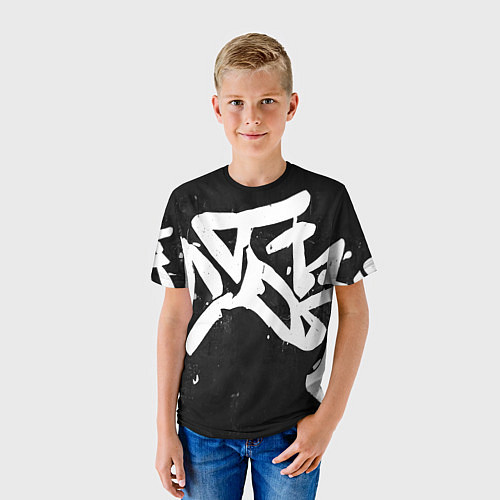 Детская футболка Иероглифы в стиле граффити / 3D-принт – фото 3