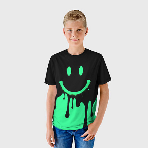 Детская футболка Смайлик с подтеками / 3D-принт – фото 3