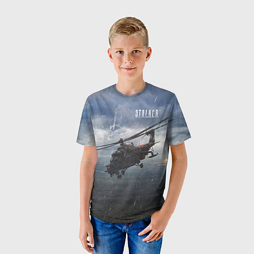 Детская футболка STALKER Вертолёт Над Зоной / 3D-принт – фото 3