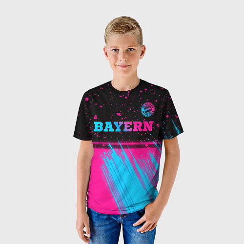 Детская футболка Bayern - neon gradient: символ сверху / 3D-принт – фото 3