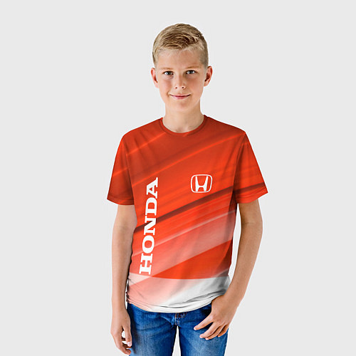 Детская футболка Хонда - Красно-белая абстракция / 3D-принт – фото 3