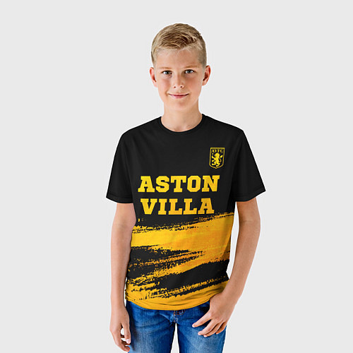 Детская футболка Aston Villa - gold gradient: символ сверху / 3D-принт – фото 3