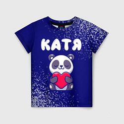 Футболка детская Катя панда с сердечком, цвет: 3D-принт