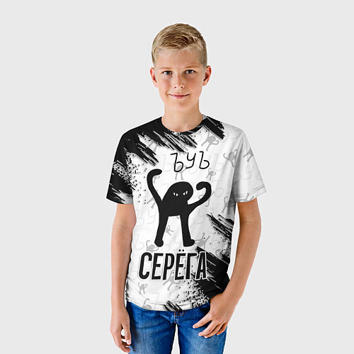 Детская футболка Кот ъуъ Серёга / 3D-принт – фото 3