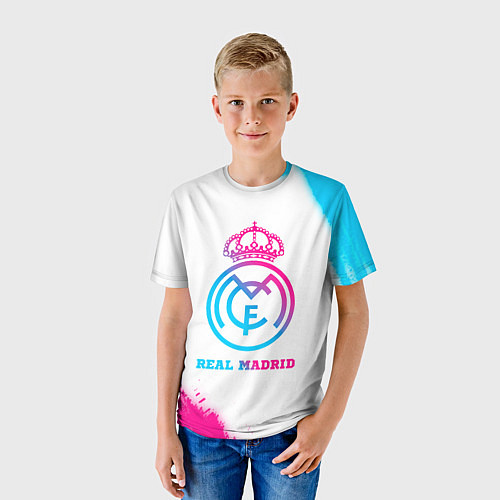 Детская футболка Real Madrid neon gradient style / 3D-принт – фото 3