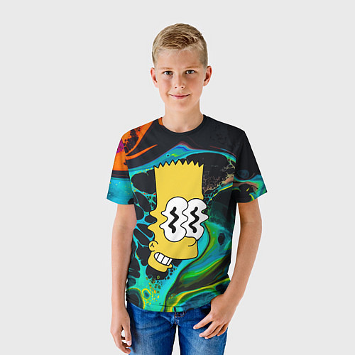 Детская футболка Голова Барта Симпсона - глитч / 3D-принт – фото 3