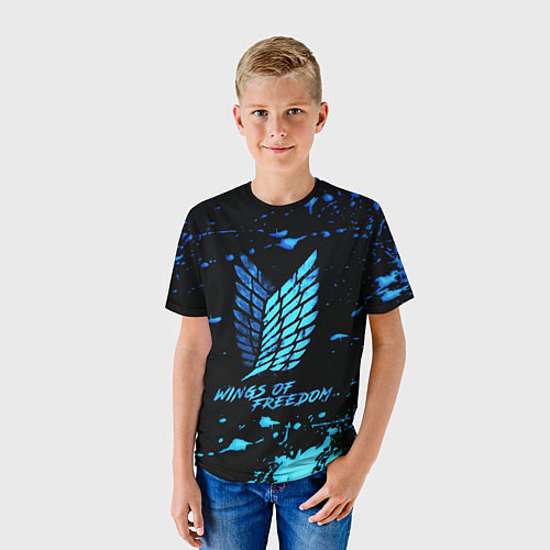 Детская футболка Attack on Titan wings of freedom - neon / 3D-принт – фото 3