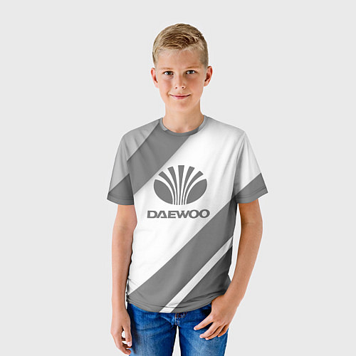 Детская футболка Daewoo - серые полосы / 3D-принт – фото 3