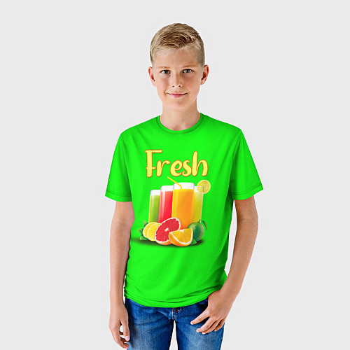 Детская футболка Фруктовые соки Fresh / 3D-принт – фото 3