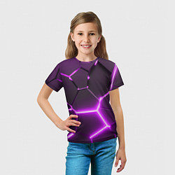 Футболка детская Фиолетовые неоновые геометрические плиты, цвет: 3D-принт — фото 2