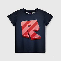 Футболка детская Roblox red - Роблокс полосатый логотип, цвет: 3D-принт