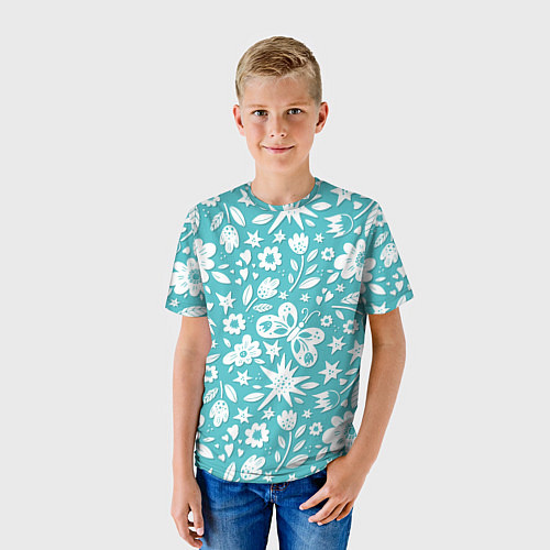 Детская футболка Нежный цветочный паттерн / 3D-принт – фото 3