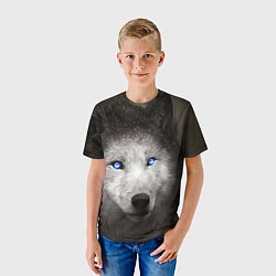 Футболка детская Волчица с голубыми глазами, цвет: 3D-принт — фото 2