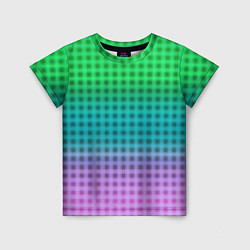 Футболка детская Gradient lilac green plaid, цвет: 3D-принт