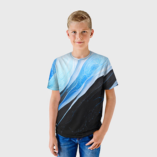 Детская футболка Тёмно-синий мрамор / 3D-принт – фото 3