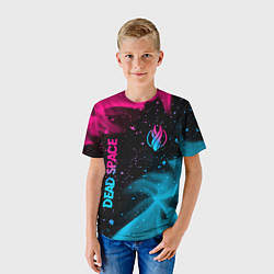 Футболка детская Dead Space - neon gradient: символ и надпись верти, цвет: 3D-принт — фото 2