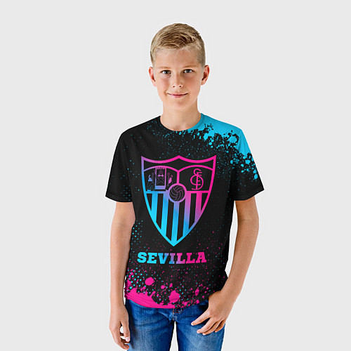 Детская футболка Sevilla - neon gradient / 3D-принт – фото 3