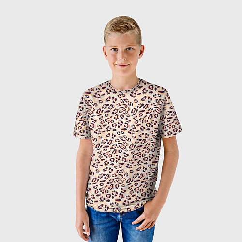 Детская футболка Коричневый с бежевым леопардовый узор / 3D-принт – фото 3