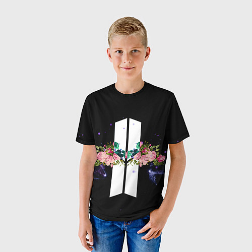 Детская футболка BTS Flowers In Space / 3D-принт – фото 3