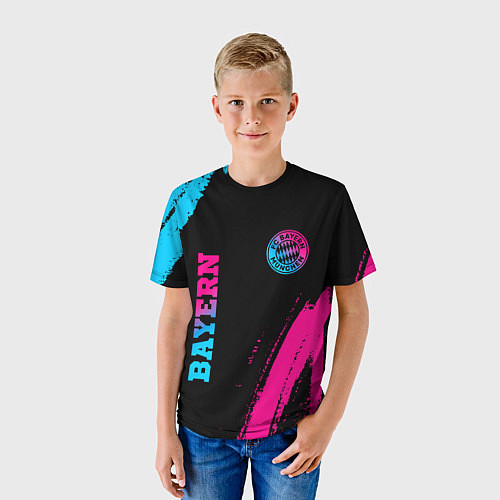 Детская футболка Bayern - neon gradient: надпись, символ / 3D-принт – фото 3