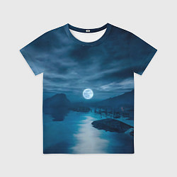 Футболка детская Пейзаж озера, берега и луны - Dear Esther, цвет: 3D-принт