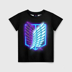 Футболка детская Attack on Titan neon logo, цвет: 3D-принт