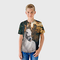 Футболка детская Белая лошадка, цвет: 3D-принт — фото 2
