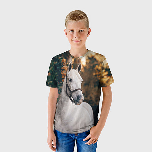 Детская футболка Белая лошадка / 3D-принт – фото 3