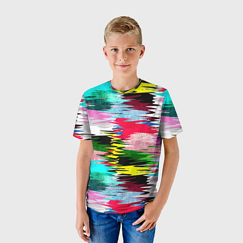 Детская футболка Абстрактный многоцветный неоновый узор / 3D-принт – фото 3