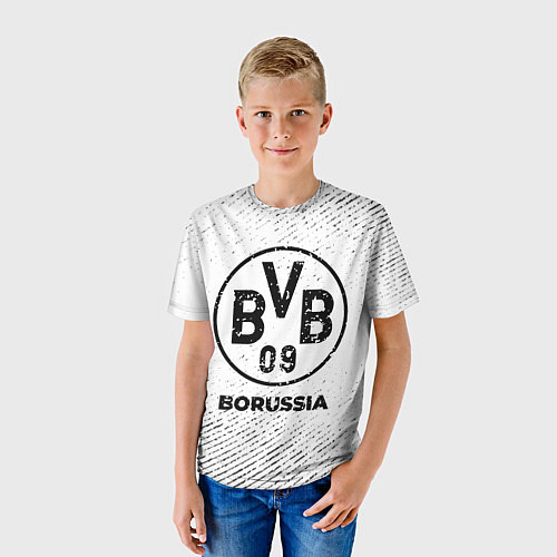 Детская футболка Borussia с потертостями на светлом фоне / 3D-принт – фото 3