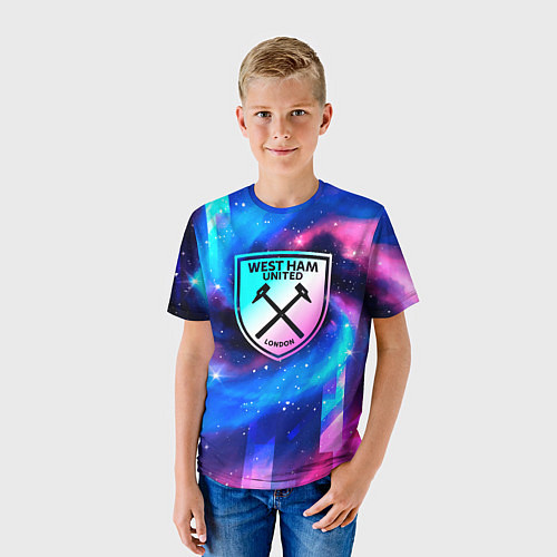 Детская футболка West Ham неоновый космос / 3D-принт – фото 3