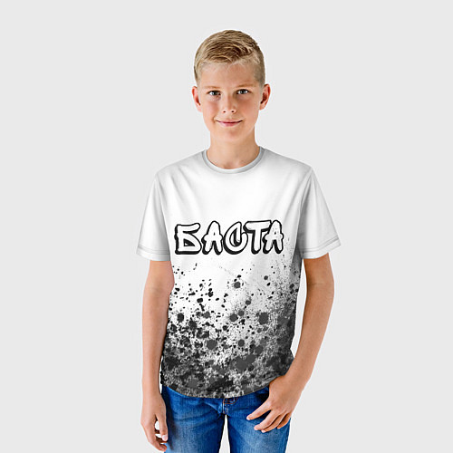Детская футболка Рэпер Баста в стиле граффити: символ сверху / 3D-принт – фото 3