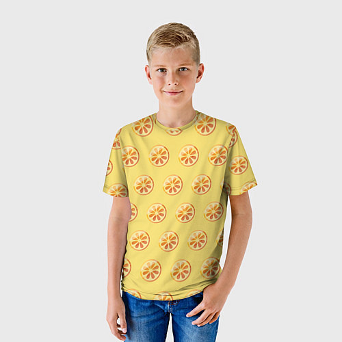 Детская футболка Апельсин Паттерн - Желтая версия / 3D-принт – фото 3