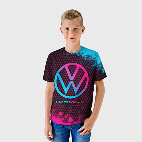 Детская футболка Volkswagen - neon gradient / 3D-принт – фото 3