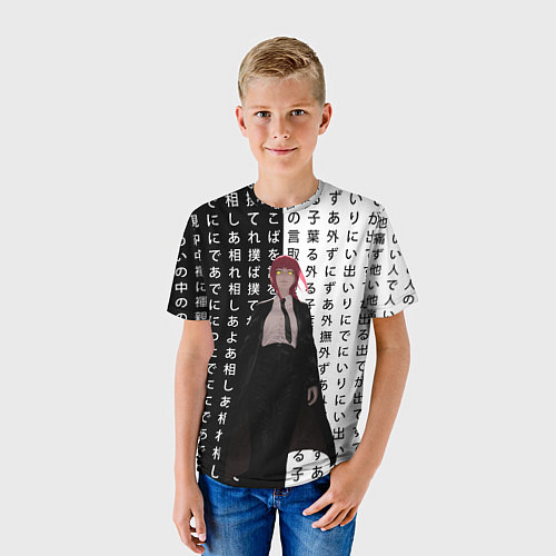Детская футболка Макима - Иероглифы - Человек-бензопила / 3D-принт – фото 3