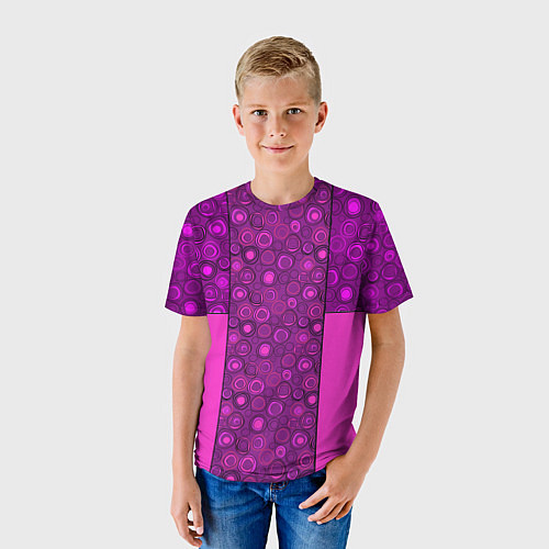Детская футболка Розовый комбинированный неоновый узор / 3D-принт – фото 3